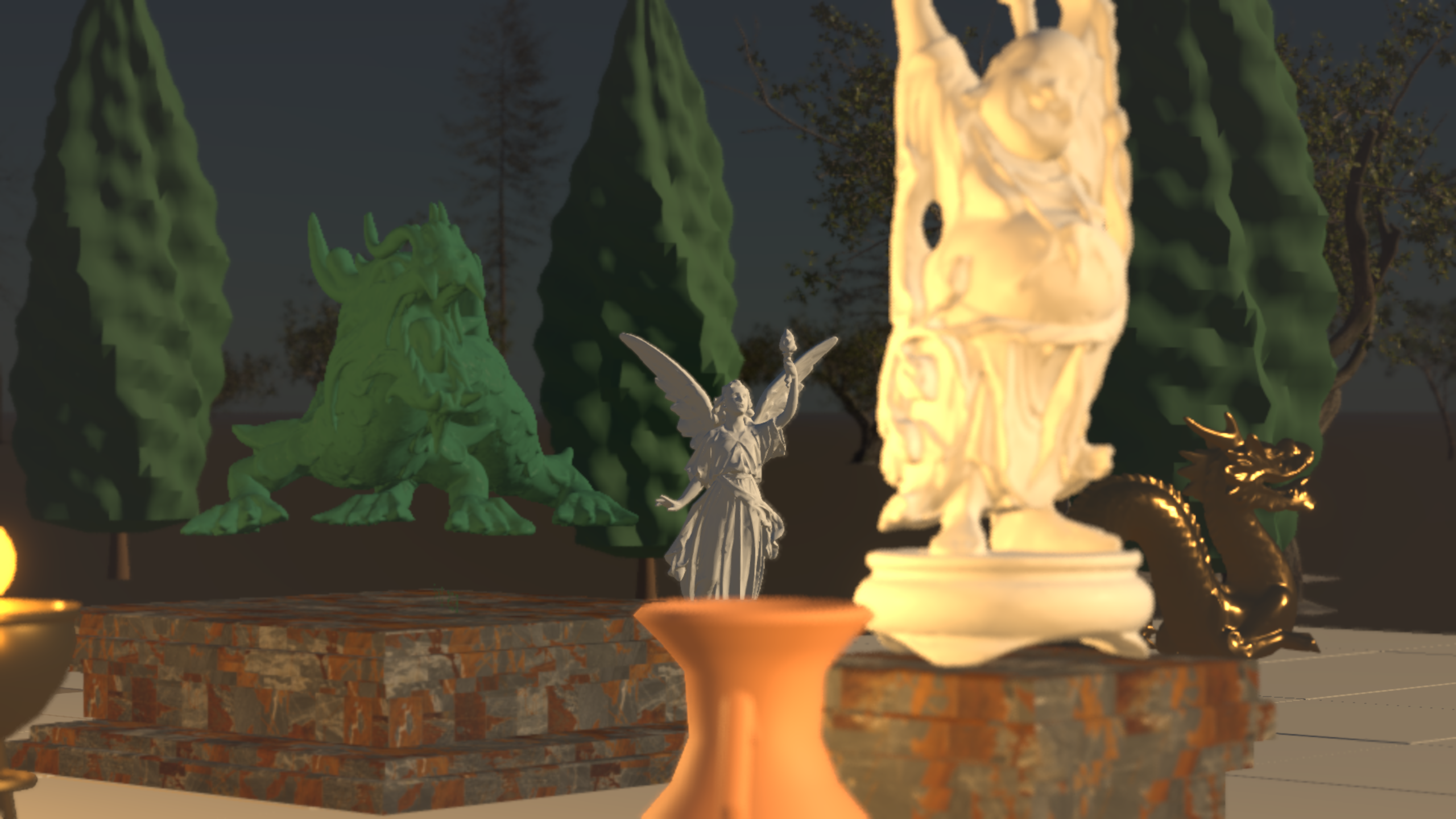 Courtyard statues