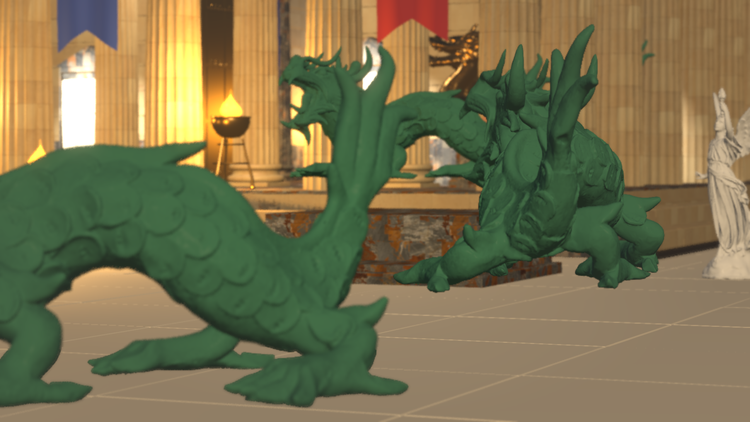 Focus on the far dragon